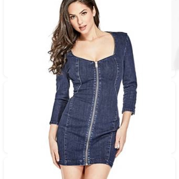 guess denim bodycon dress